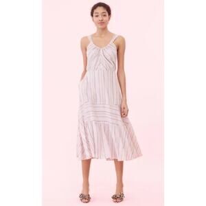 Rebecca Taylor Purple Metallic Striped Sleeveless Cut-Out Midi Dress Women’s XL